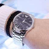 Buy Shop Emporio Armani Valente Quartz Black Dial Silver Steel Strap Watch For Men - AR11086 USA Online