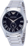 Buy Shop Emporio Armani Valente Quartz Black Dial Silver Steel Strap Watch For Men - AR11086 USA Online