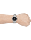 Emporio Armani Valente Quartz Black Dial Silver Steel Strap Watch For Men - AR11086