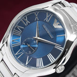 Buy Shop Emporio Armani Valente Quartz Blue Dial Silver Steel Strap Watch For Men - AR11085 USA Online