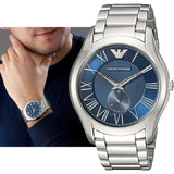 Buy Shop Emporio Armani Valente Quartz Blue Dial Silver Steel Strap Watch For Men - AR11085 USA Online