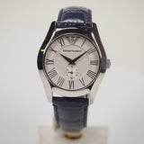 Buy Shop Emporio Armani Valente Quartz Silver Dial Grey Leather Strap Watch For Men - AR1666 USA Online