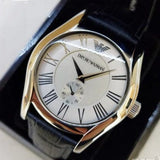 Buy Shop Emporio Armani Valente Quartz Silver Dial Grey Leather Strap Watch For Men - AR1666 USA Online