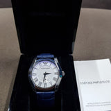 Buy Shop Emporio Armani Valente Quartz Silver Dial Grey Leather Strap Watch For Men - AR1666 USA Online