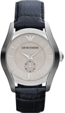 Buy Shop Emporio Armani Valente Quartz Silver Dial Grey Leather Strap Watch For Men - AR1666 USA Online