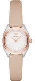 Emporio Armani Valeria Quartz White Dial Beige Leather Strap Watch For Women - AR11031