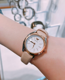 Buy Shop Emporio Armani Valeria Quartz White Dial Beige Leather Strap Watch For Women - AR11031 USA Online