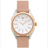 Buy Shop Emporio Armani Valeria Quartz White Dial Beige Leather Strap Watch For Women - AR11031 USA Online
