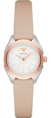Buy Shop Emporio Armani Valeria Quartz White Dial Beige Leather Strap Watch For Women - AR11031 USA Online