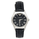 Buy Shop Emporio Armani Velente Black Dial Black Leather Strap Watch For Women - AR0644 USA Online
