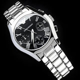 Buy Shop Emporio Armani Velente Chronograph Black Dial Silver Steel Strap Watch For Women - AR0674 USA Online