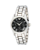 Buy Shop Emporio Armani Velente Chronograph Black Dial Silver Steel Strap Watch For Women - AR0674 USA Online