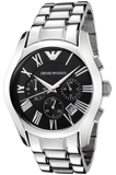 Buy Shop Emporio Armani Velente Chronograph Black Dial Silver Steel Strap Watch For Women - AR0674 USA Online