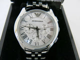 Emporio Armani Velente Chronograph Quartz Silver Dial Silver Steel Strap Watch For Men - AR1702
