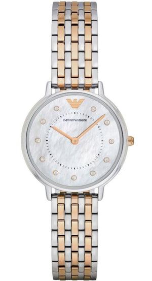 Buy Shop Emporio Armani Gianni T Bar Mother of Pearl Dial Two Tone Steel Strap Watch For Women - AR2508 USA Online