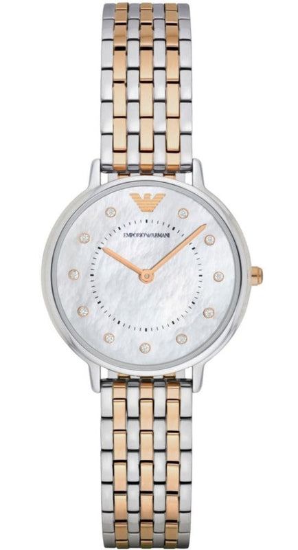 Buy Shop Emporio Armani Gianni T Bar Mother of Pearl Dial Two Tone Steel Strap Watch For Women - AR2508 USA Online