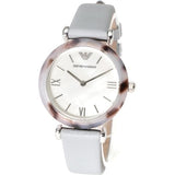 Buy Shop Emporio Armani White Dial Light Blue Leather Strap Watch For Women - AR11002 USA Online