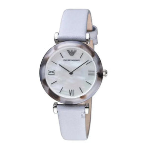 Buy Shop Emporio Armani White Dial Light Blue Leather Strap Watch For Women - AR11002 USA Online