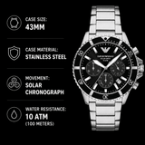 Buy Shop Emporio Armani World Explorer Black Dial Silver Steel Strap Watch for Men - AR11739 USA Online
