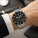 Buy Shop Emporio Armani World Explorer Black Dial Silver Steel Strap Watch for Men - AR11739 USA Online