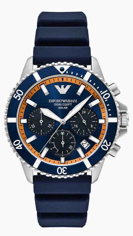 Buy Shop Emporio Armani World Explorer Chronograph Blue Dial Blue Silicone Strap Watch for Men - AR11696 USA Online