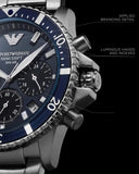 Buy Shop Emporio Armani World Explorer Chronograph Blue Dial Silver Steel Strap Watch for Men - AR11681 USA Online