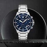 Buy Shop Emporio Armani World Explorer Chronograph Blue Dial Silver Steel Strap Watch for Men - AR11681 USA Online