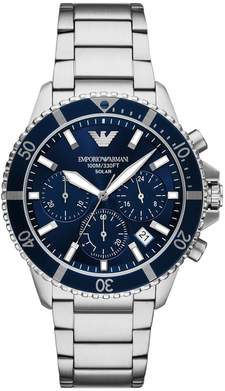 Buy Shop Emporio Armani World Explorer Chronograph Blue Dial Silver Steel Strap Watch for Men - AR11681 USA Online