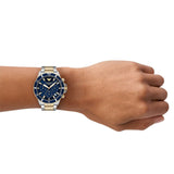 Buy Shop Emporio Armani World Explorer Chronograph Blue Dial Two Tone Steel Strap Watch for Men - AR11740 USA Online