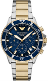 Buy Shop Emporio Armani World Explorer Chronograph Blue Dial Two Tone Steel Strap Watch for Men - AR11740 USA Online
