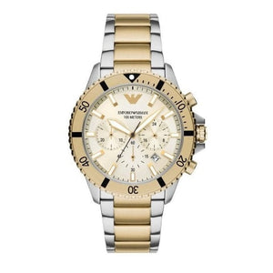 Buy Shop Emporio Armani World Explorer Chronograph Cream Dial Two Tone Steel Strap Watch for Men - AR11606 USA Online