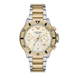Buy Shop Emporio Armani World Explorer Chronograph Cream Dial Two Tone Steel Strap Watch for Men - AR11606 USA Online