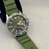 Buy Shop Emporio Armani World Explorer Green Dial Green Silicone Strap Watch for Men - AR11638 USA Online