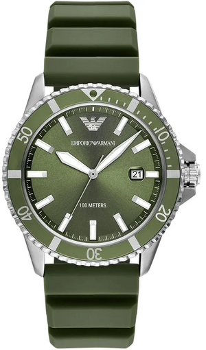 Buy Shop Emporio Armani World Explorer Green Dial Green Silicone Strap Watch for Men - AR11638 USA Online