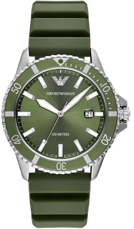 Buy Shop Emporio Armani World Explorer Green Dial Green Silicone Strap Watch for Men - AR11638 USA Online