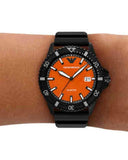 Buy Shop Emporio Armani World Explorer Orange Dial Black Silicone Strap Watch for Men - AR11684 USA Online