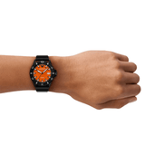 Buy Shop Emporio Armani World Explorer Orange Dial Black Silicone Strap Watch for Men - AR11684 USA Online