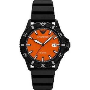 Buy Shop Emporio Armani World Explorer Orange Dial Black Silicone Strap Watch for Men - AR11684 USA Online
