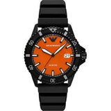 Buy Shop Emporio Armani World Explorer Orange Dial Black Silicone Strap Watch for Men - AR11684 USA Online