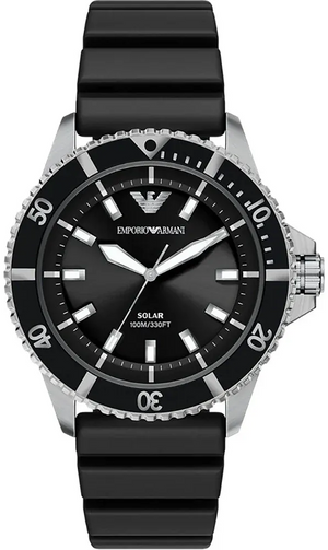 Buy Shop Emporio Armani World Explorer Solar Black Dial Black Silicone Strap Watch for Men - AR11788 USA Online