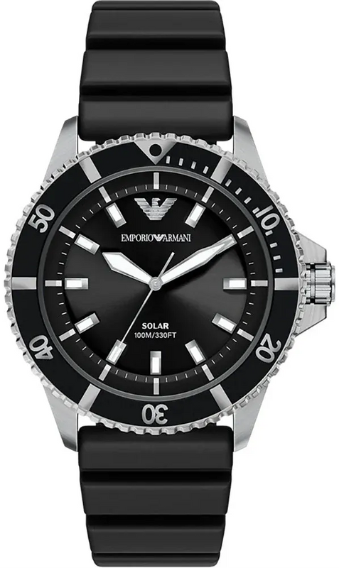 Buy Shop Emporio Armani World Explorer Solar Black Dial Black Silicone Strap Watch for Men - AR11788 USA Online