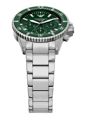Buy Shop Emporio Armani World Explorer Solar Chronograph Green Dial Silver Steel Strap Watch for Men - AR11741 USA Online