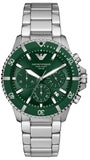 Buy Shop Emporio Armani World Explorer Solar Chronograph Green Dial Silver Steel Strap Watch for Men - AR11741 USA Online