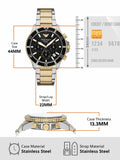 Buy Shop Emporio Armani World Explorer Solar Powered Chronograph Black Dial Two Tone Steel Strap Watch for Men - AR11680 USA Online