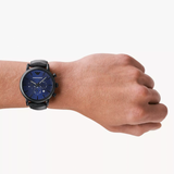 Buy Shop Emporio Armani Luigi Analog Blue Dial Black Leather Strap Watch For Men - AR11351 USA Online