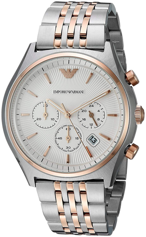 Buy Shop Emporio Armani Zeta Chronograph Quartz White Dial Two Tone Steel Strap Watch For Men - AR1998 USA Online