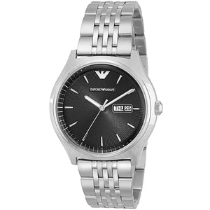 Buy Shop Emporio Armani Zeta Black Dial Silver Steel Strap Watch for Men - AR1977 USA Online