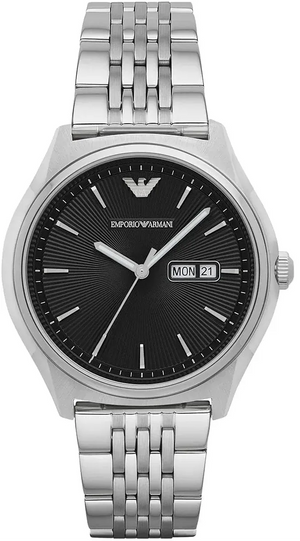 Buy Shop Emporio Armani Zeta Black Dial Silver Steel Strap Watch for Men - AR1977 USA Online