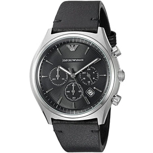 Buy Shop Emporio Armani Zeta Chronograph Black Dial Black Leather Strap Watch for Men - AR1975 USA Online