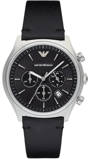 Buy Shop Emporio Armani Zeta Chronograph Black Dial Black Leather Strap Watch for Men - AR1975 USA Online